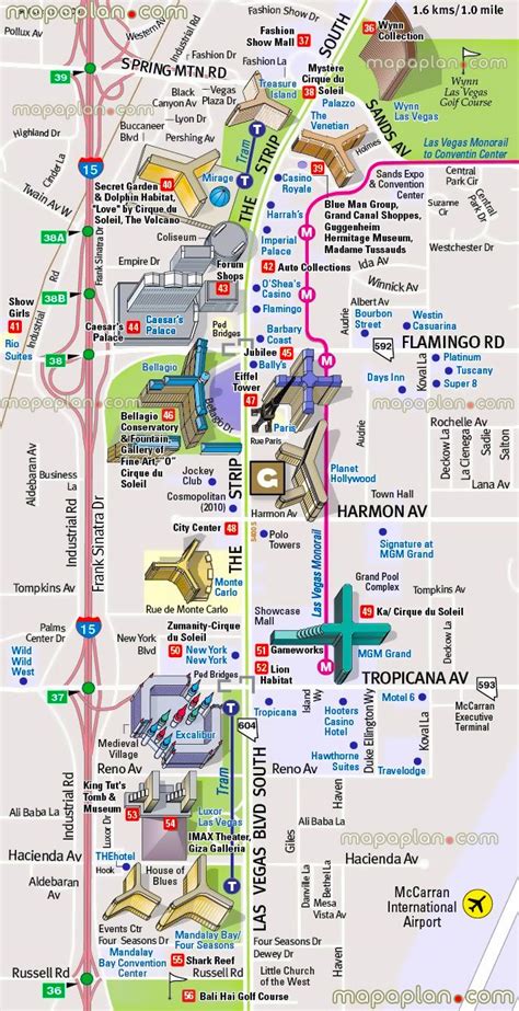 tourist map of vegas strip.